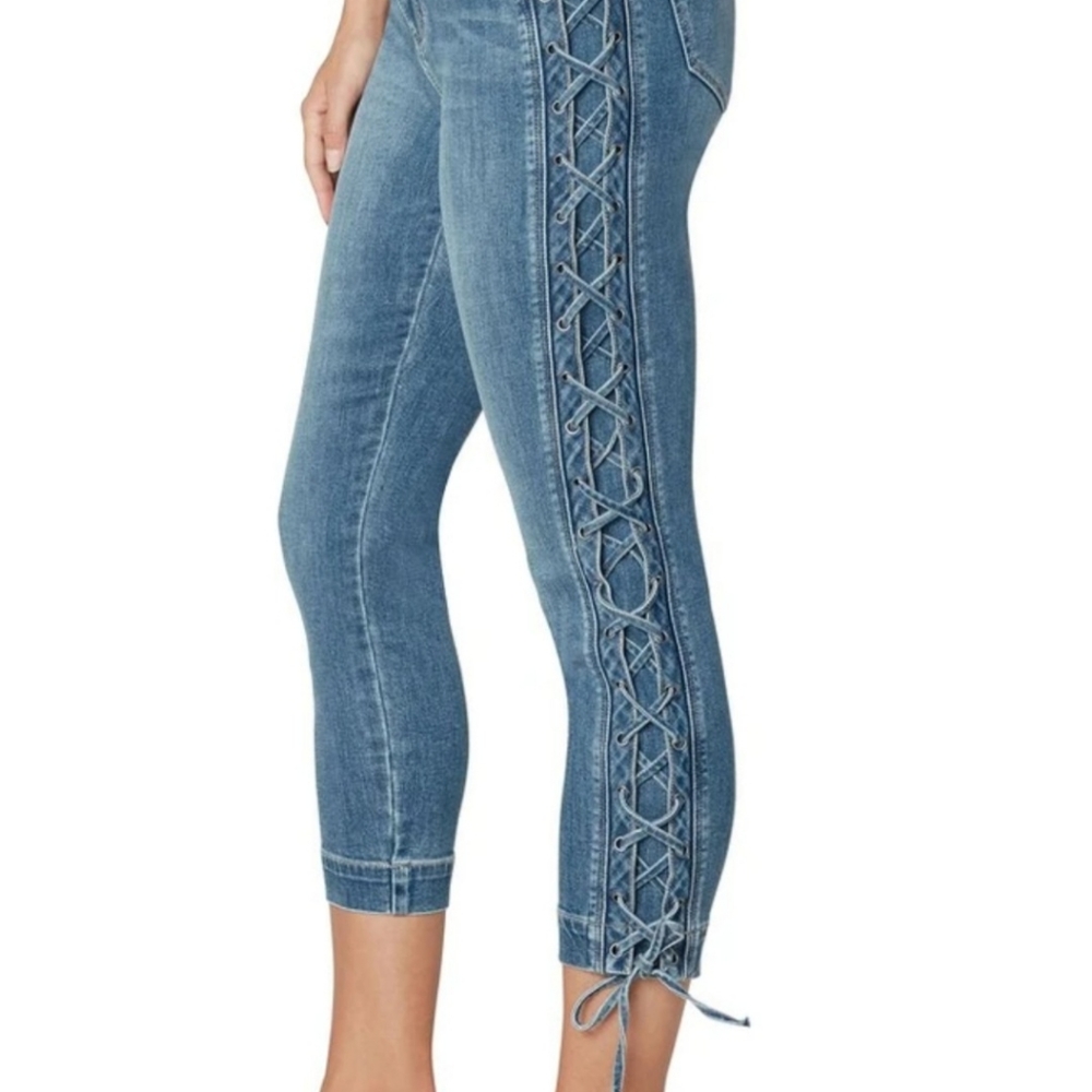 Liverpool Abby Crop Skinny with Lace Up Side Seams